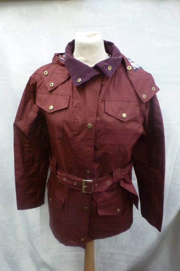 Country Estate Hooded Raincoat  Burgundy  Size: 12