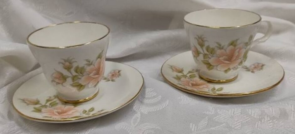 Two Tea Cup And Saucer Sets Roses — Crown Trent Staffordshire England