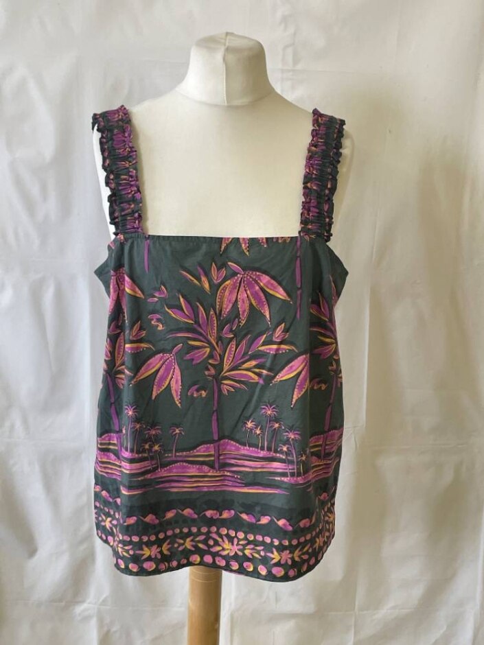 Monsoon Strappy Summer Top Green/purple Size: L
