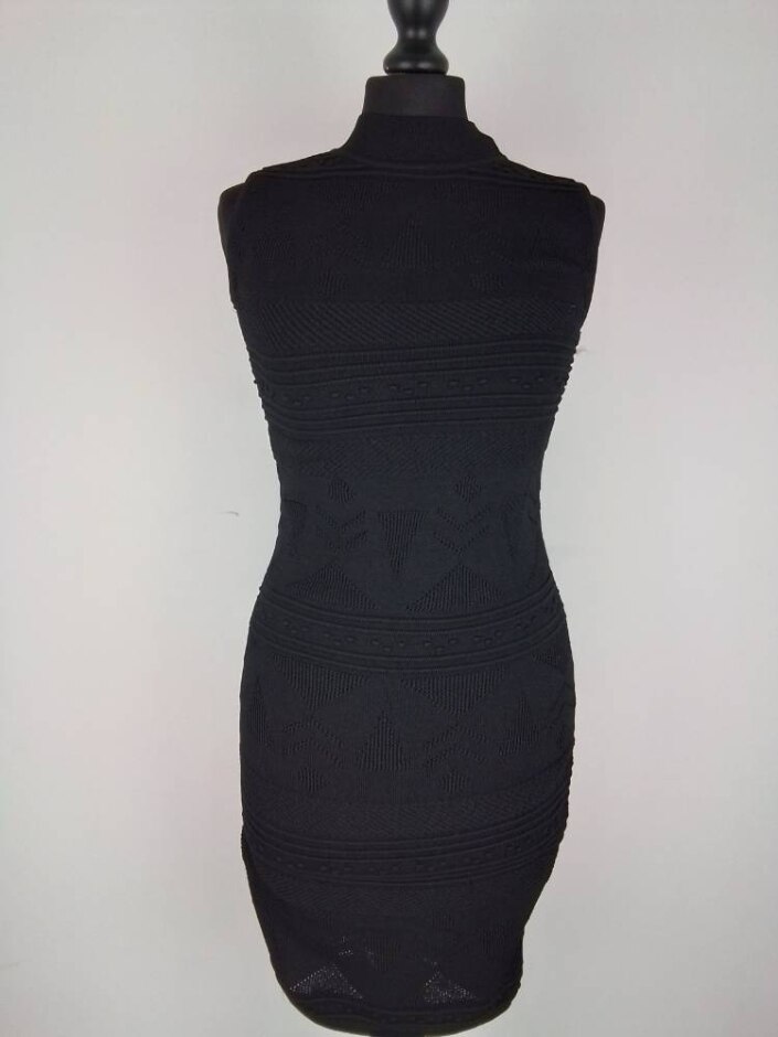Miss Selfridge Knit Bodycon Midi Dress O Neck Black Size: 8