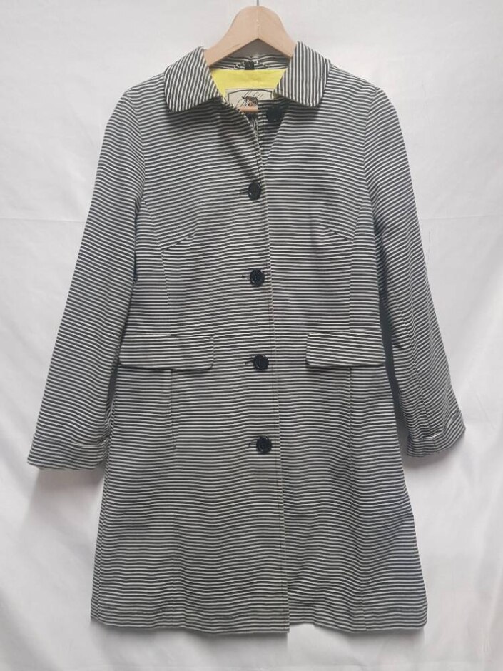 Four Seasons London Lightweight Stripe Cotton Coat Black/ White Size: S