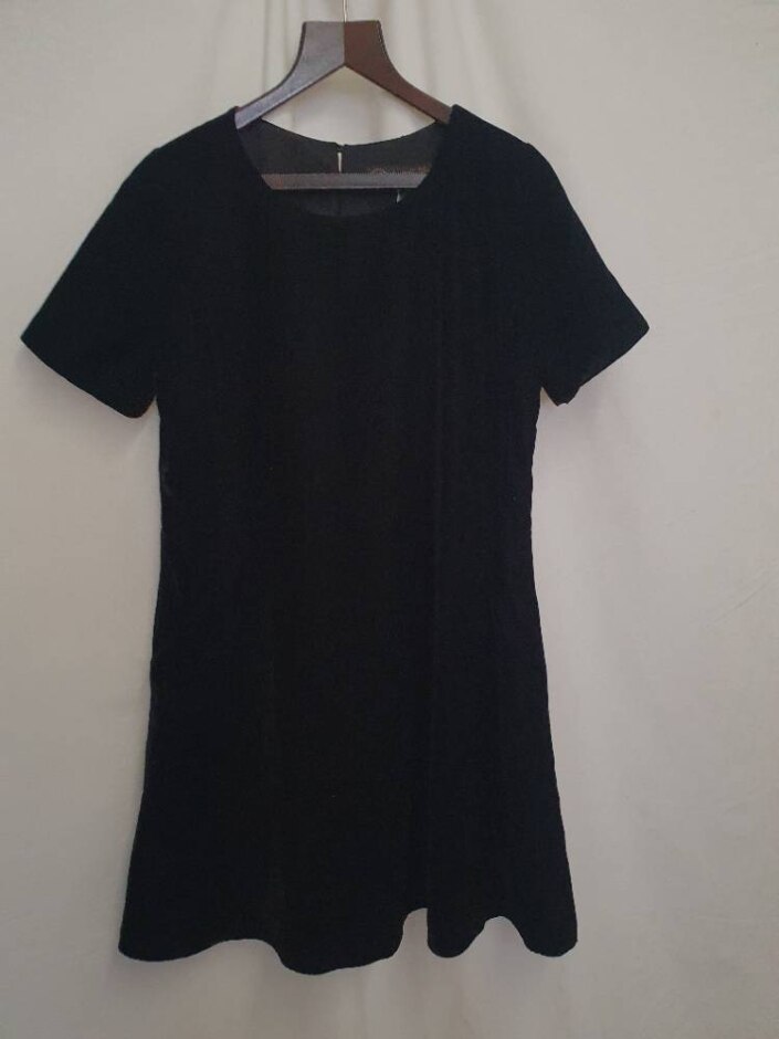 Fat Face Velvet Midi Tunic Dress Black Size: 12