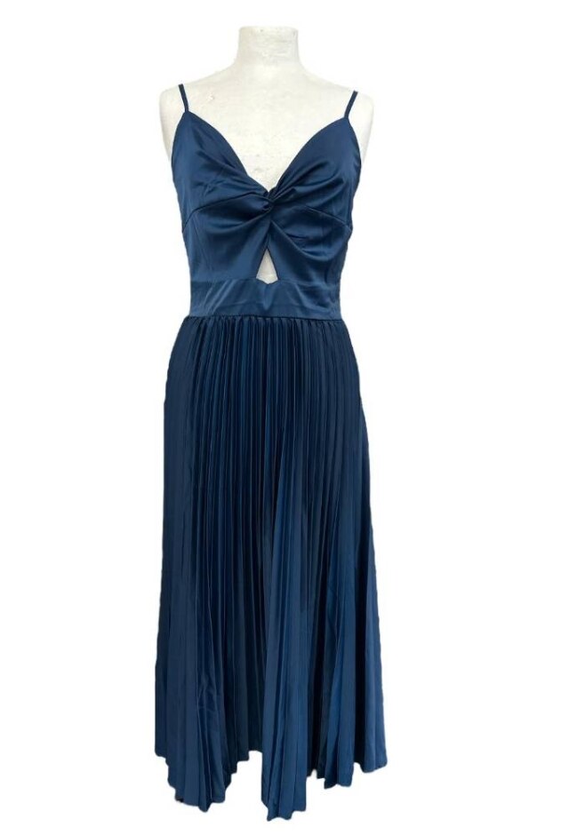Cupshe Maxi Satin Sleeveless Pleated Blue Size: M