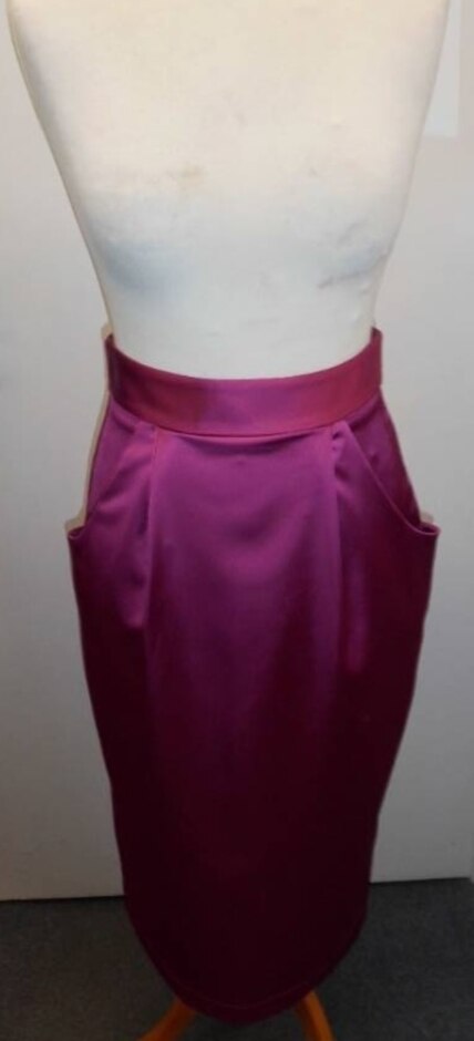 Dixie Satin Pencil/wiggle Skirt Raspberry Pink Size: Xs