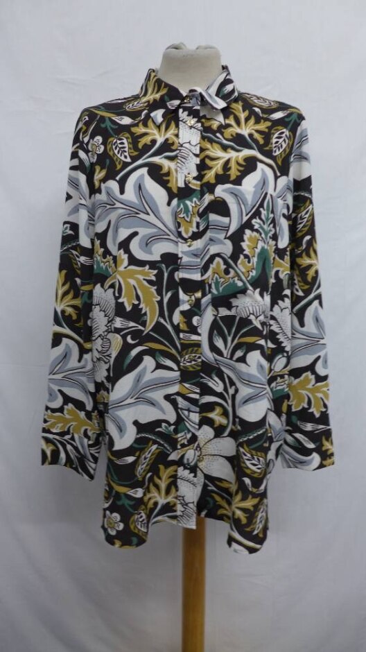 Next + Morris Floral Fronds Light Blouse White, Multi Size: 14