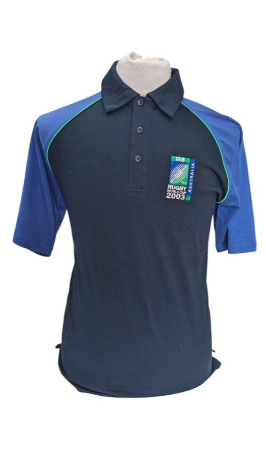 Cooper 2003 Rugby World Cup Bnwt Vintage Branded Polo Top Navy And Blue Size: S