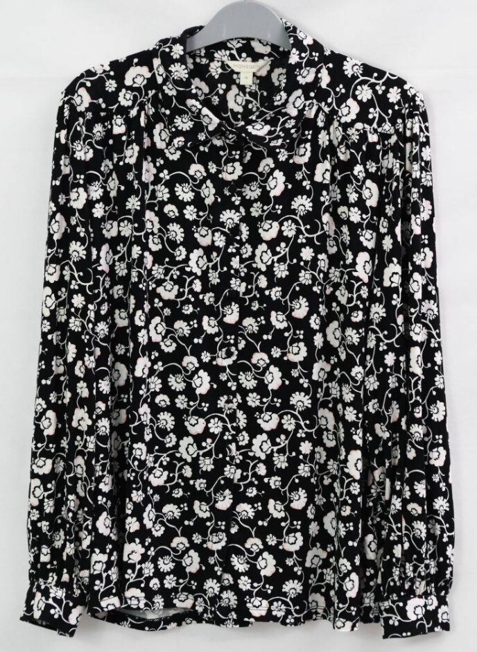 Monsoon Long Sleeve Floral Top/blouse Black / White Size: M