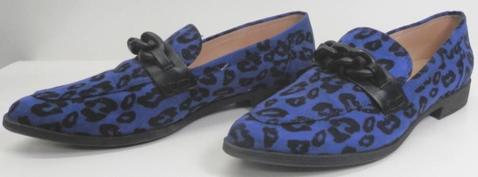 La Strada Vegan Leather Loafers Leopard Print Navy Size 5