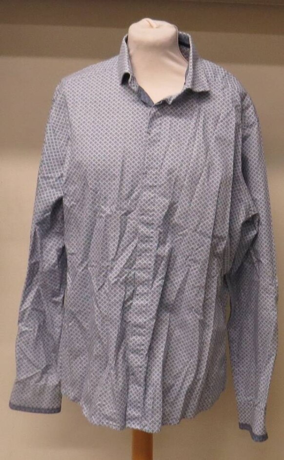 Jeff Banks Diamond Pattern Shirt Blue/white Size: L