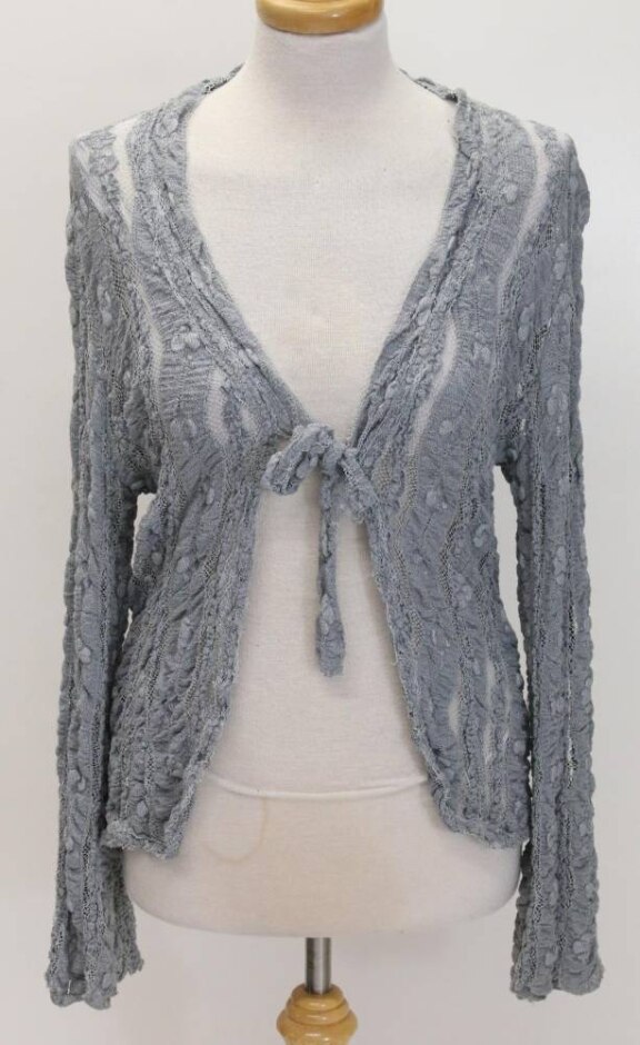 Dm London Textured Cardigan Grey Size: M