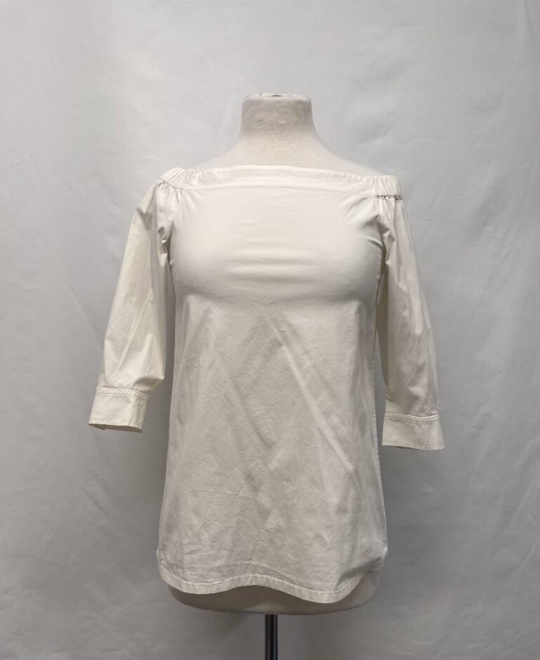 Theory  Off The Shoulder Cotton Blouse Cream Size: 10