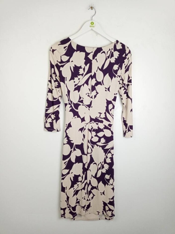 Phase Eight Viscose Rich Women Floral Jersey Dress Purple Mix Size: 10
