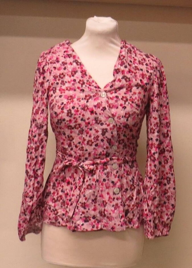 Monsoon Long-sleeved Floral Top Pink Size: S