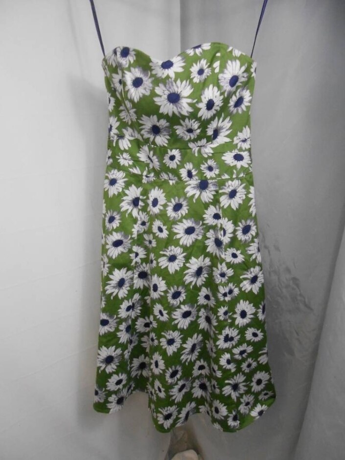 Laura Ashley Floral Strapless Dress Green Floral Size: 10