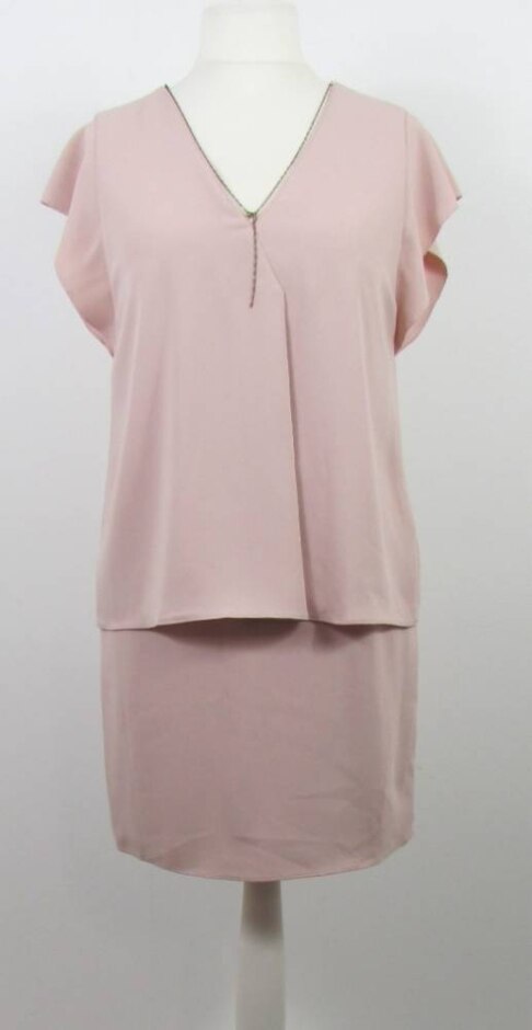 Reiss Double Layer Shift Dress Pinky Beige Size: 10