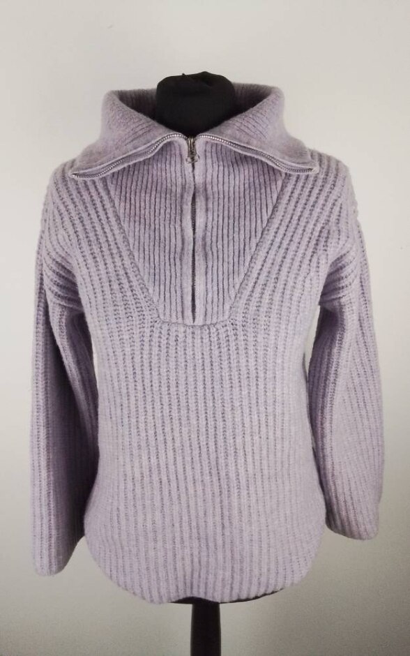 Asos Annorlunda Hooded Half Zip Knitted Jumper Purple Size: 6