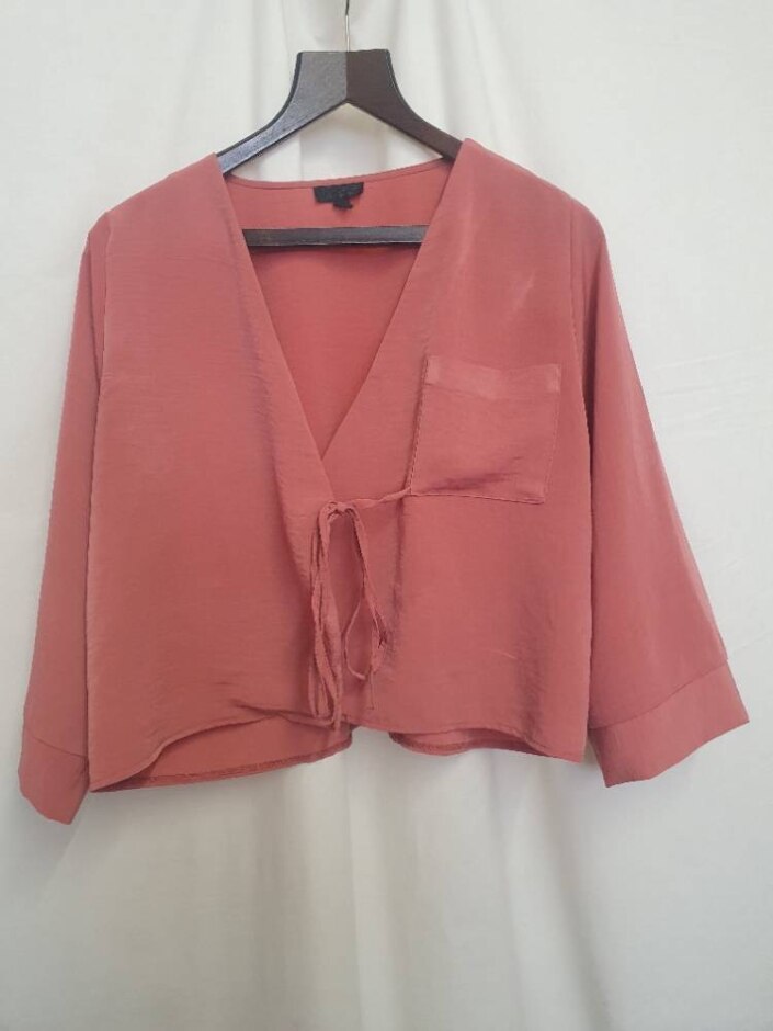 Topshop Faux Wrap Around Blouse Pink Size: 8