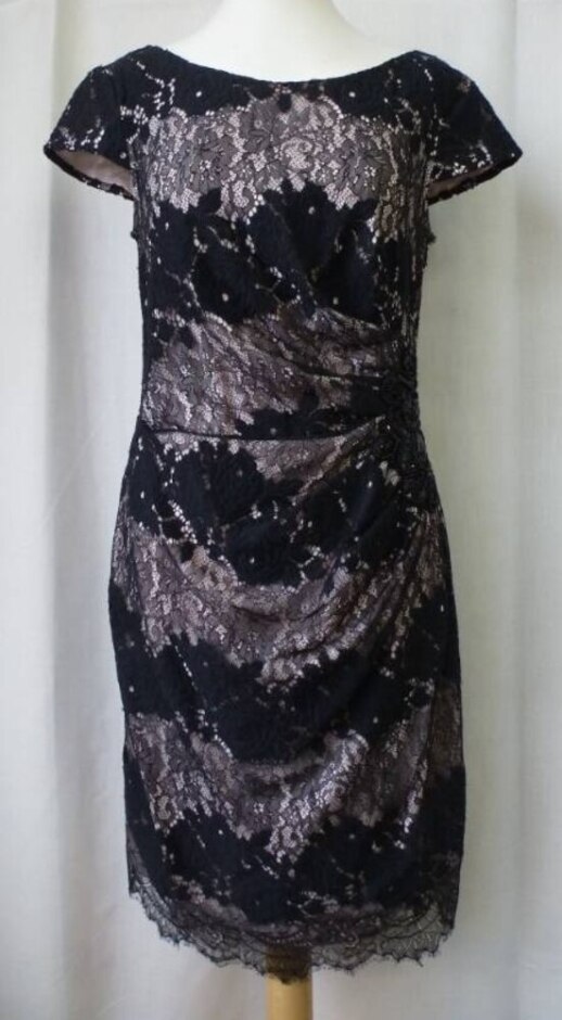 Roman Embellished Lace Waist Dress Black Size: 10