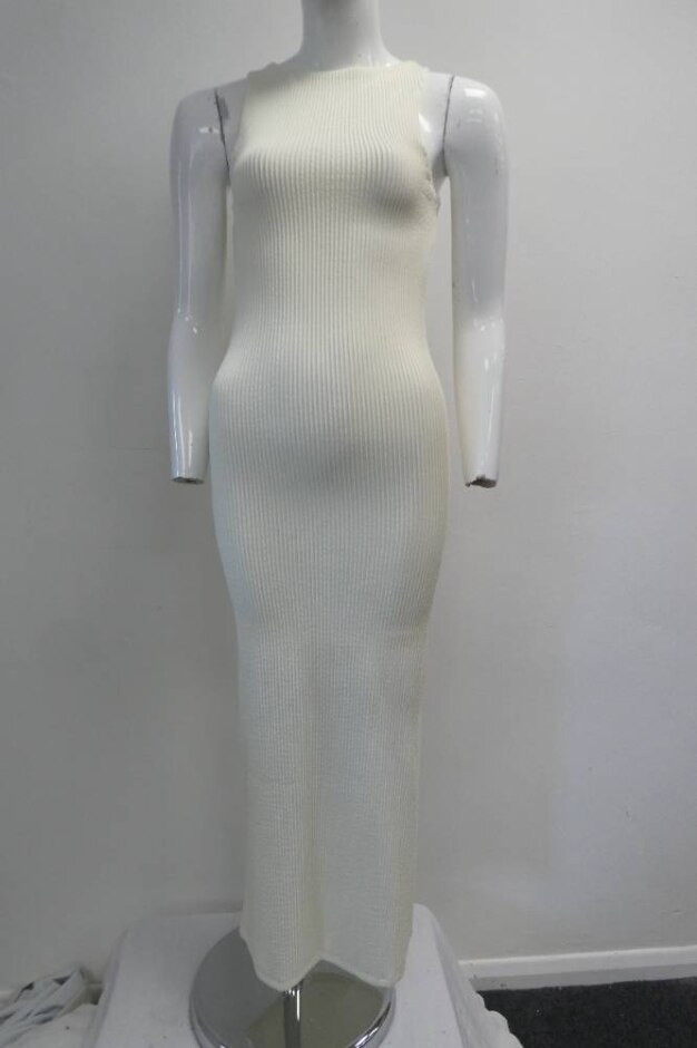 Na-kd Structured Midi Dress Cream Size: Xs