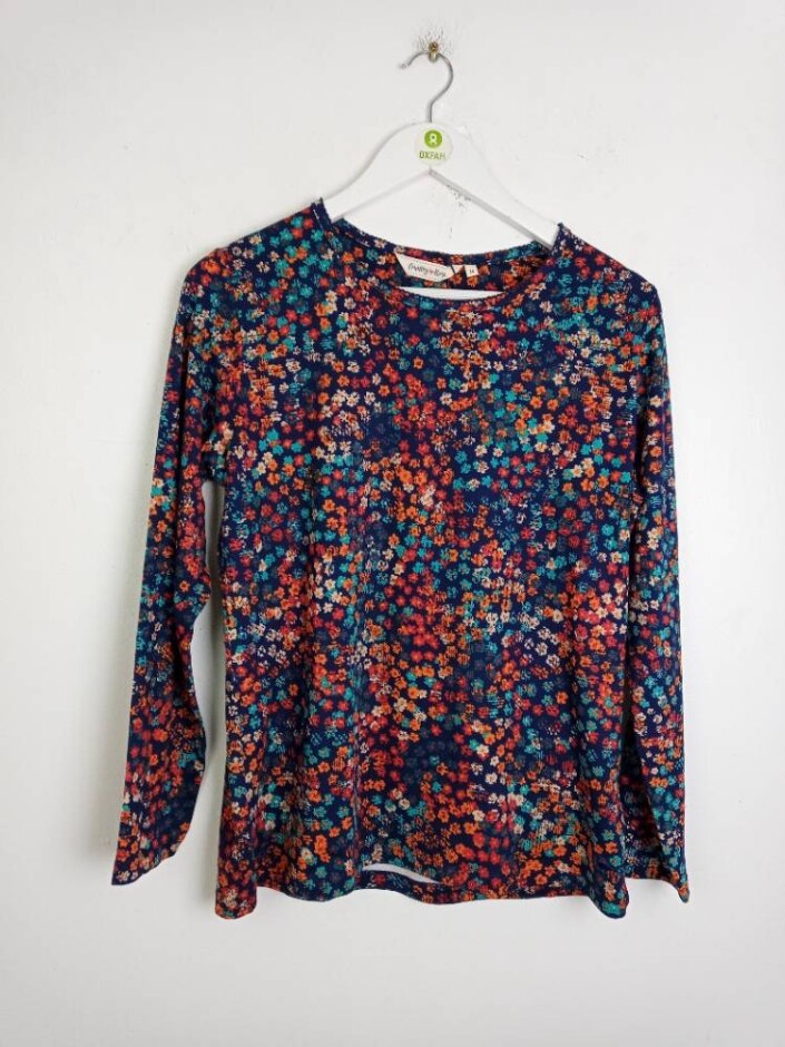 Country Rose  Long Sleeve Floral Top Multi Size: M