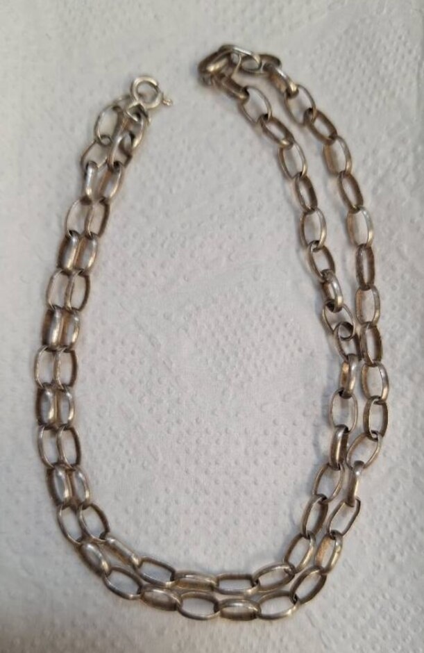 Vintage Silver Link Choker Necklace Tarnished Clasp Opening Preloved