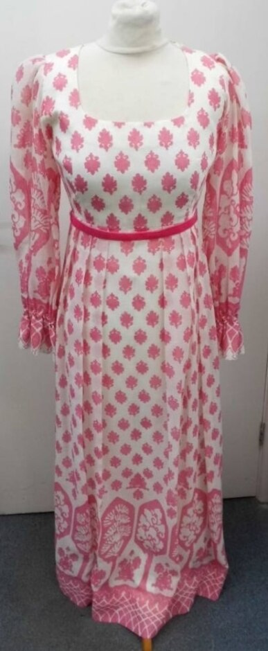 Capriccio By Roter Of London 70s Maxi Dress, Cottage Core Pink And White Size: Xs