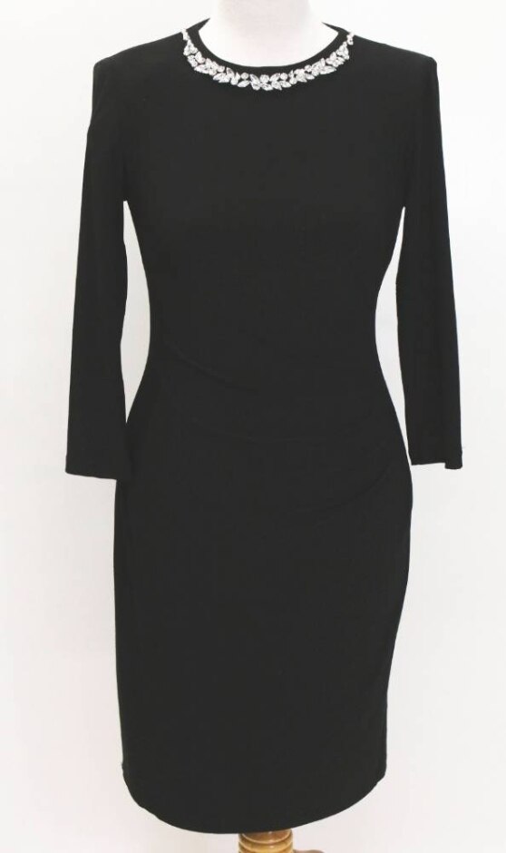 Ralph Lauren Jewel Beaded Neck Sheath Dress Black Size: 6