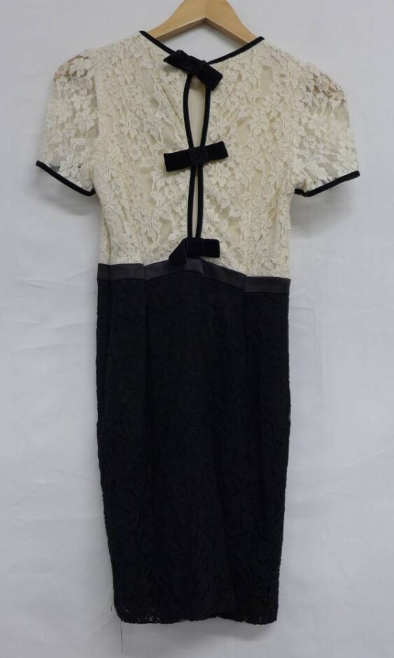 Asos Floral Lacework Mini Dress Cream & Black Size: 10