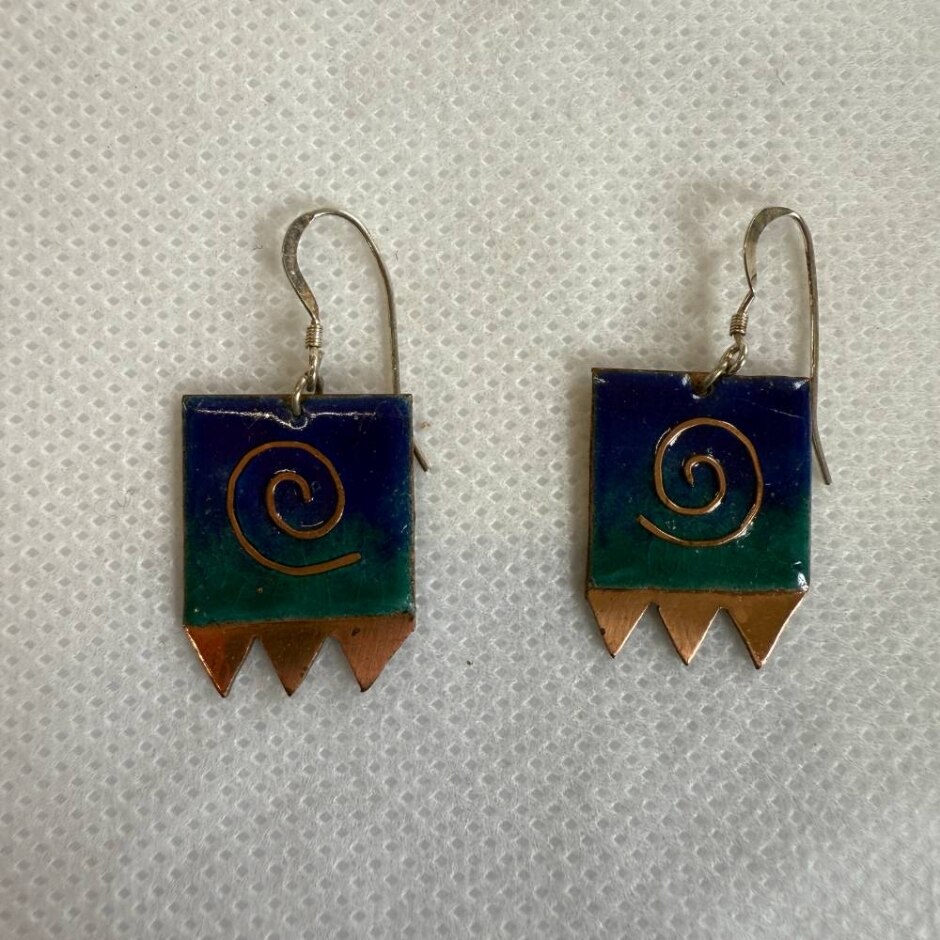 Blue Ombre Copper Earrings