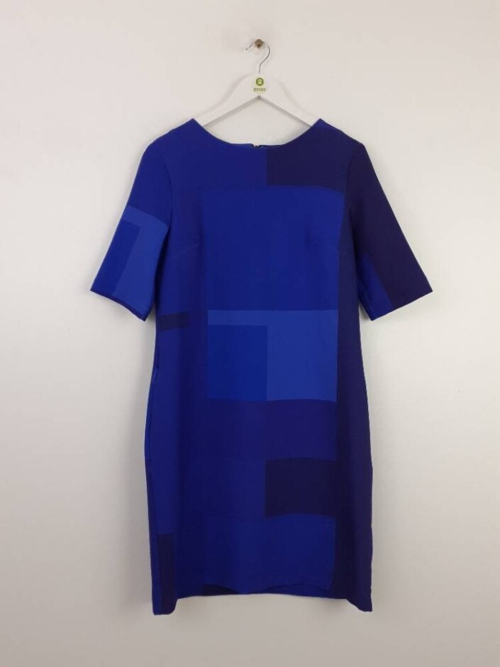 Jasper Conran Ladies Geometric Print Shift Dress Blue Size: 12