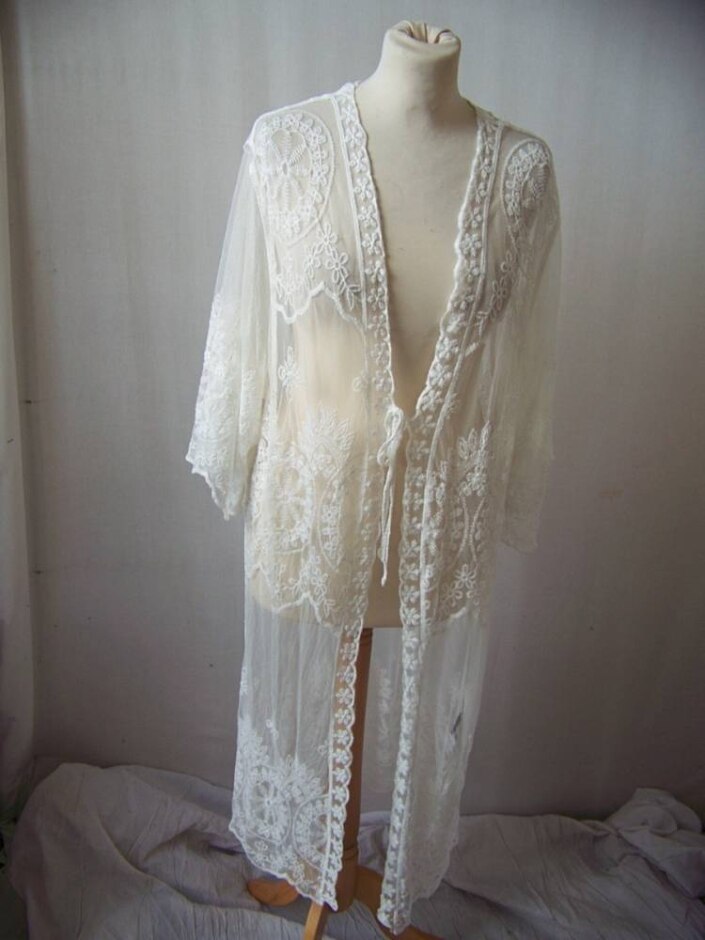 Shein Beach Cover Up White Size: S