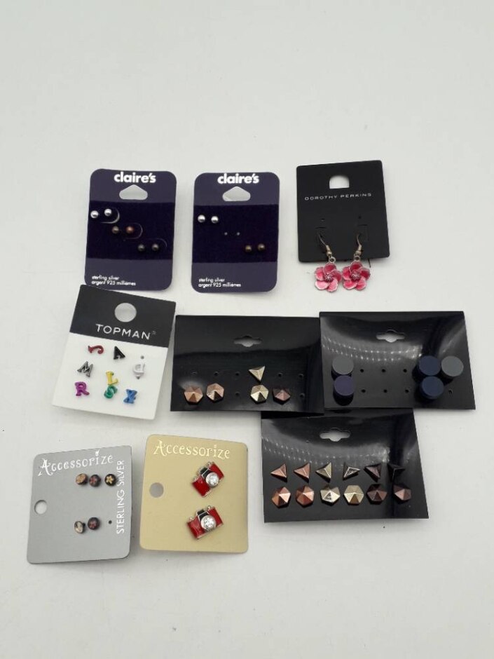 Job Lot Costume Jewellery Earrings Multicoloured Mixed Shape Mixed Style