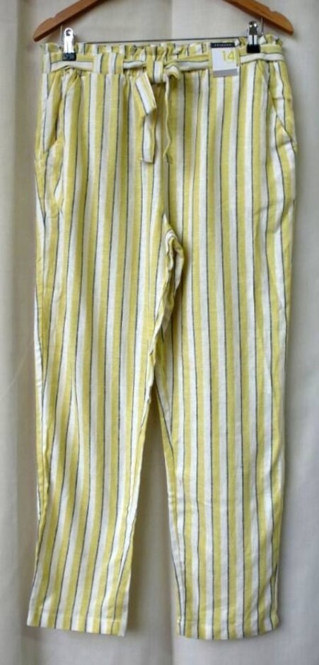 Primark Linen Blend Peg Trousers Lemon Size: 14