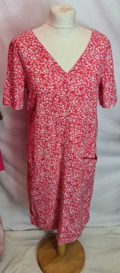 M&s Collection Casual Linen Dress  Coral Size: 10