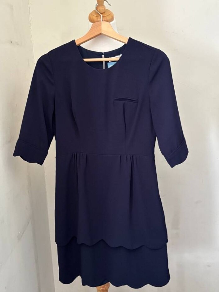 Whistles Women Dress 100% Polyester Dark Blue Size: S
