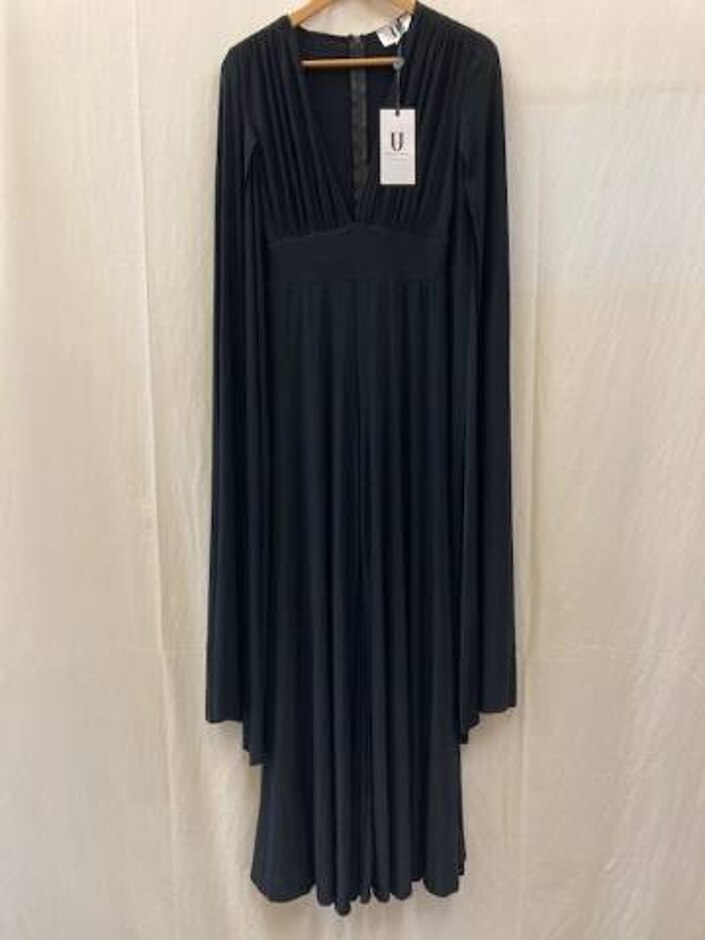 Forever Unique Wide Leg Jumpsuit With Drapes Black Size: 12