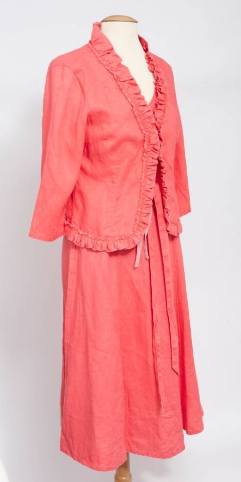 Rowlands Long Dress And Matching Jacket Salmon Pink Size: 12