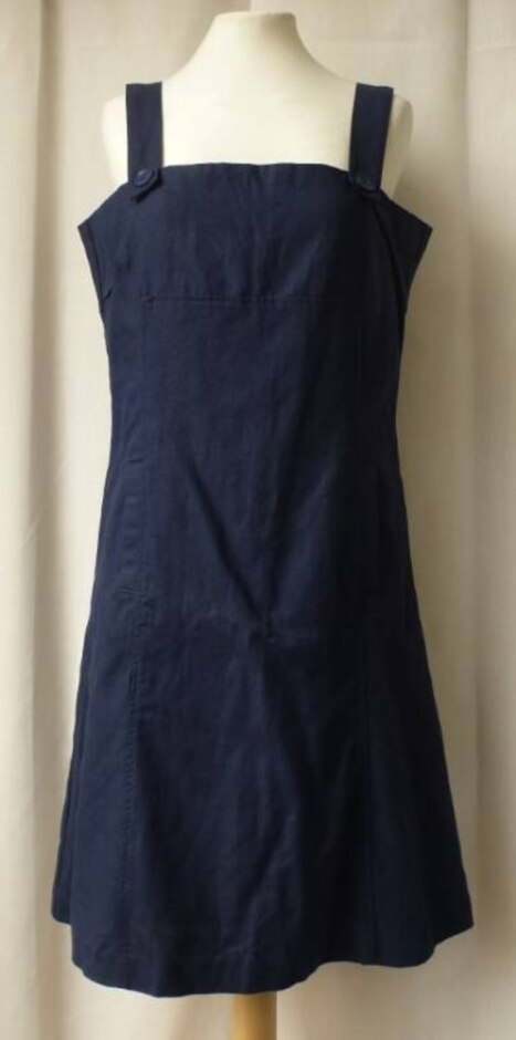 Gap Linen Cotton Pinafore Dress Navy Blue Size: M
