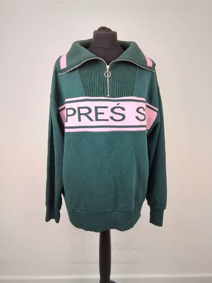 River Island Half-zip Jumber Green & Pink Size: L