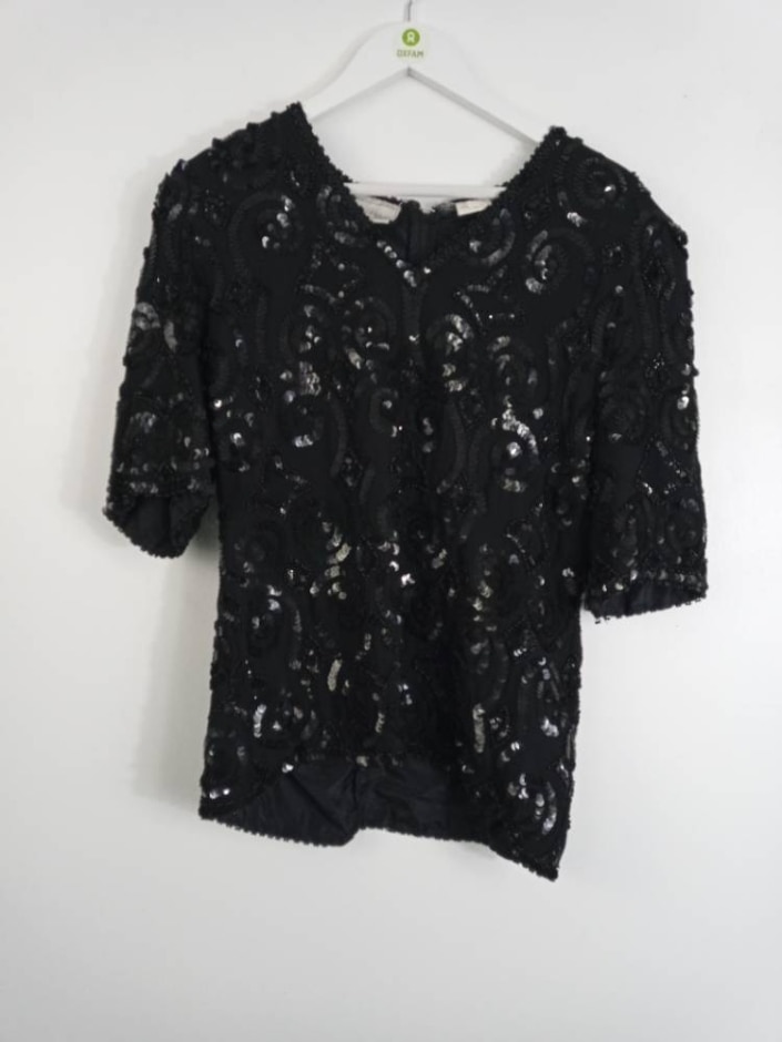 Frank Usher Ladies Sequined Black Top Black Size: S