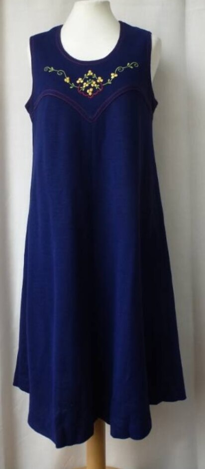 Pageboy Vintage Embroider Shift Dress Indigo Size: 12