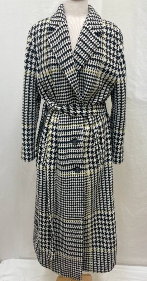 Laurel Vintage Wool Houndstooth Coat White And Black Size: 18
