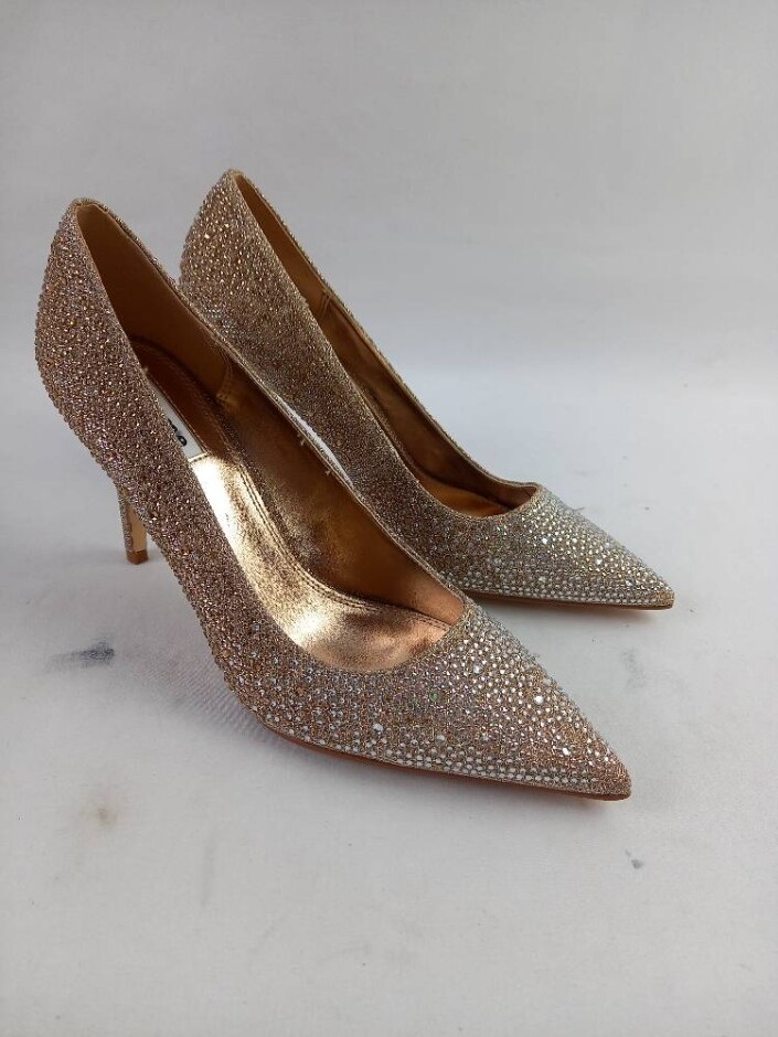 Dune London Women's Embellished Heeled Court Shoe In Rose Gold Size 6 Used