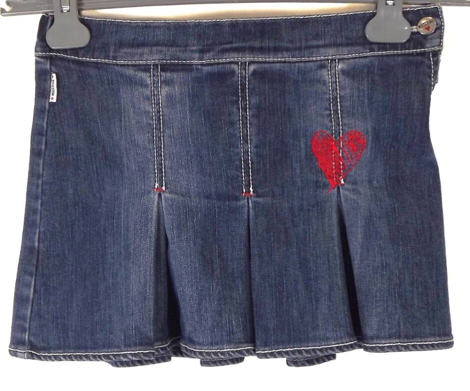 Moschino Girls Pleated Denim Skirt Blue Size: 6 - 7 Years