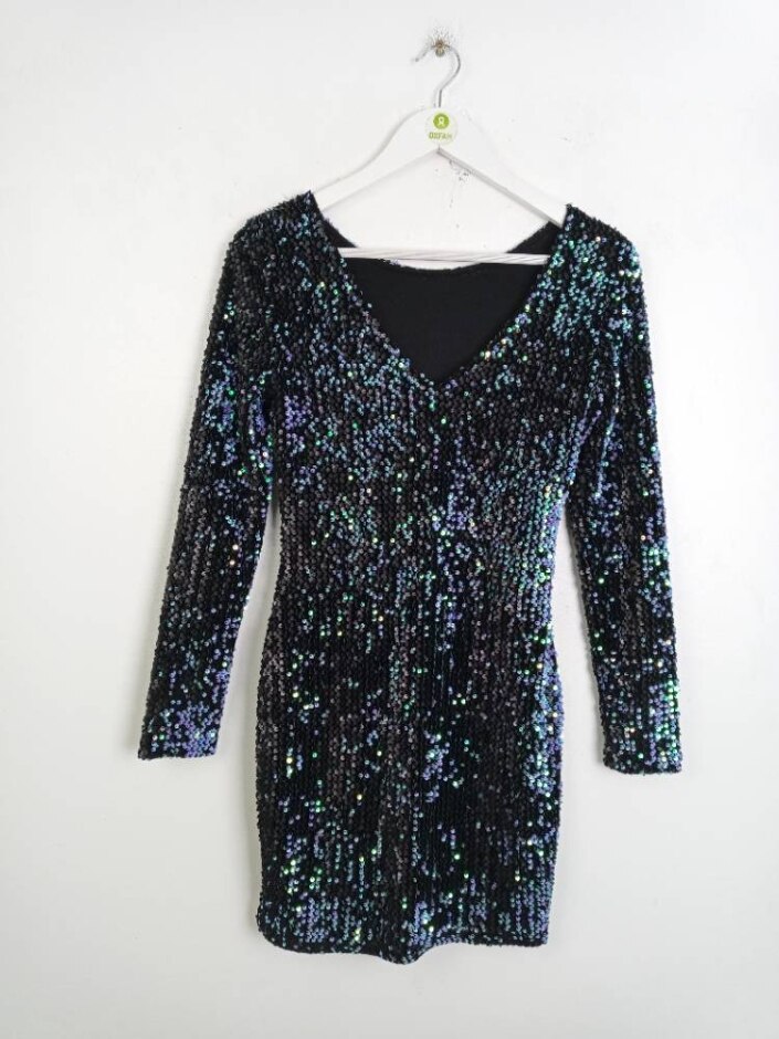 Missguided Sequined Dress Black Size: 8