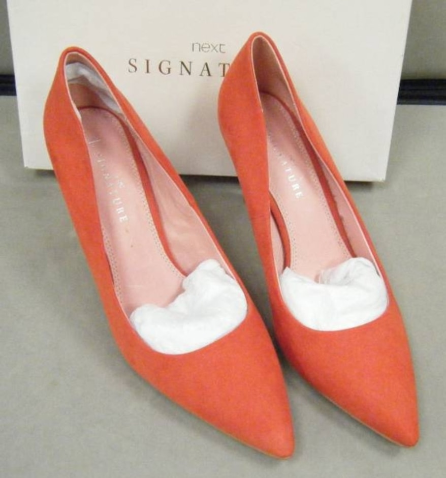Next Ladies Signature Court Shoes Size 8 Red Suede -  Boxed