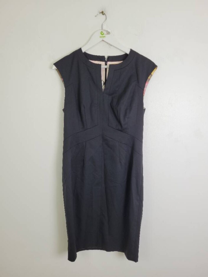Ted Baker Notch Neck A-line Dress Black Size: 12