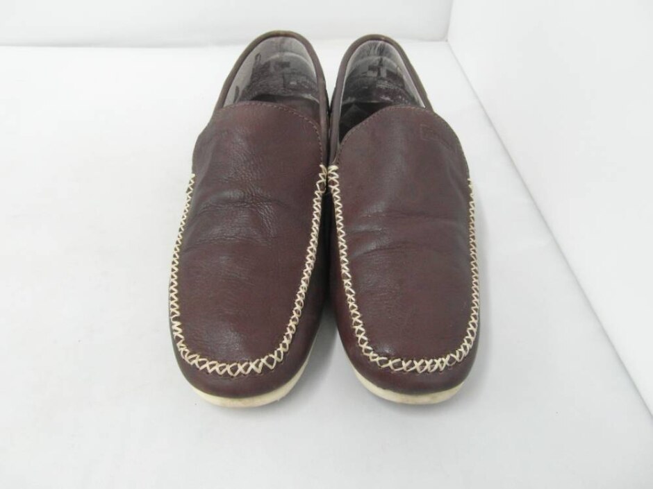 Mens Firetrap Brown Leather Loafers With Decorative Stitching