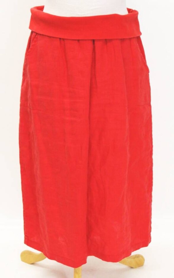 Seasalt 100% Linen Midi Skirt Red Size: 12