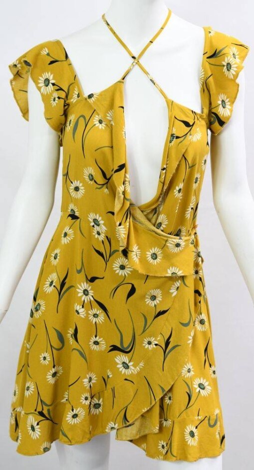 Missguided Daisy Halter Dress Yellow Size: 10